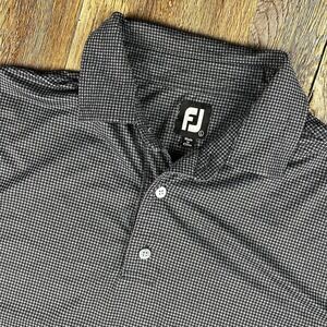 FootJoy FJ‎ Performance Golf Polo Shirt Men's Large Plaid Check Gray